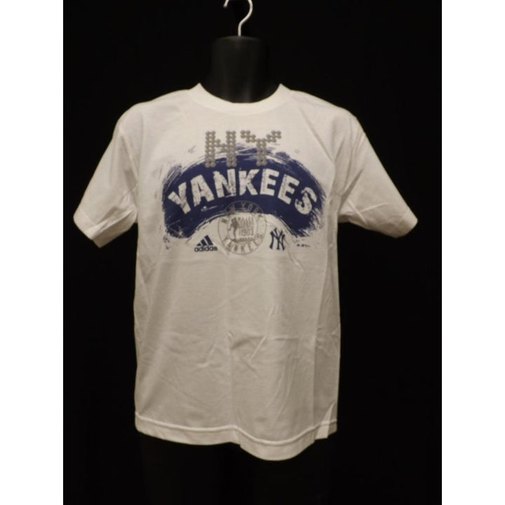 Nice York NY Yankees YOUTH Medium M 10/12 Adidas White T-Shirt Image 6