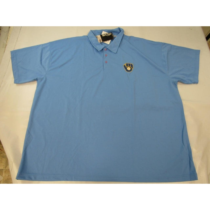 Milwaukee Brewers Mens Size 5XL Blue Majestic Polyester Polo Shirt Image 6