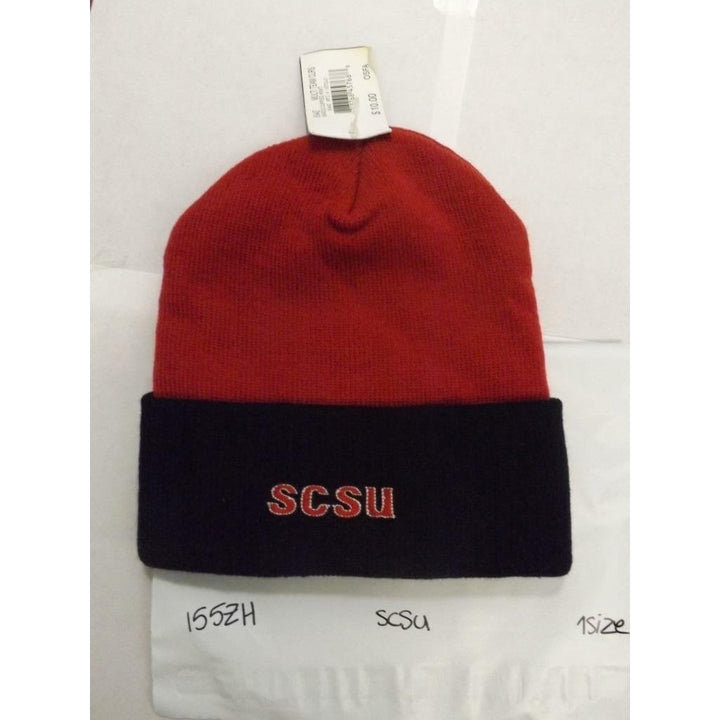 SCSU St. Cloud State Huskies Mens Size OSFA Red Black Adidas Beanie Hat Image 4