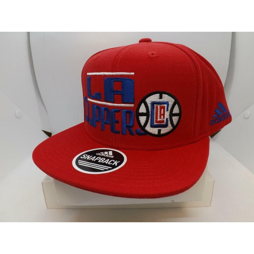 Los Angeles Clippers Mens Adidas OSFA Flatbrim Snapack Red Cap Hat Image 2