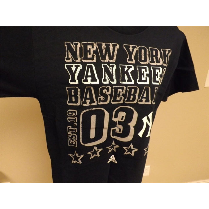 York NY Yankees YOUTH Medium M 10/12 NICE Blue Adidas T-Shirt Image 4