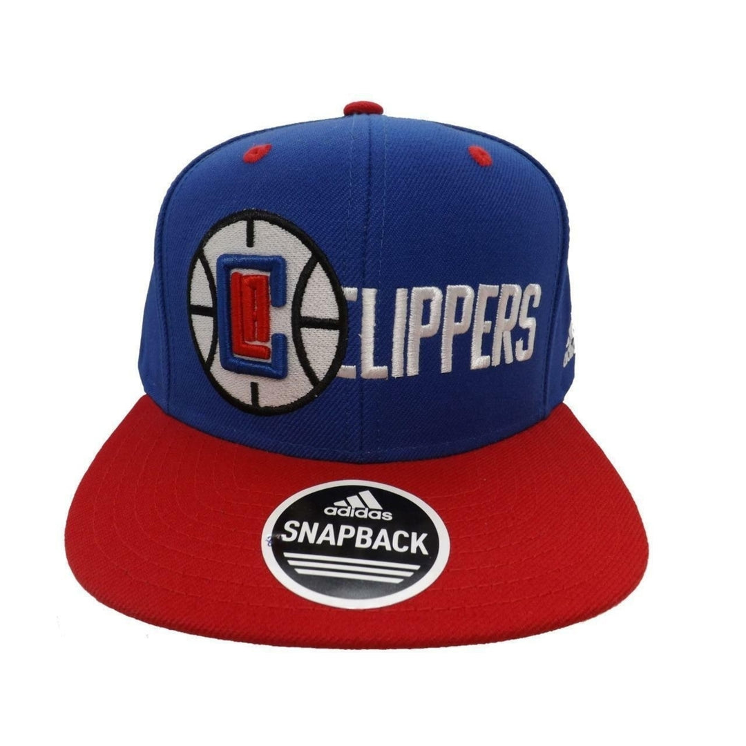 Los Angeles Clippers Mens Adidas OSFA Flatbrim Snapack Blue/Red Cap Hat Image 2