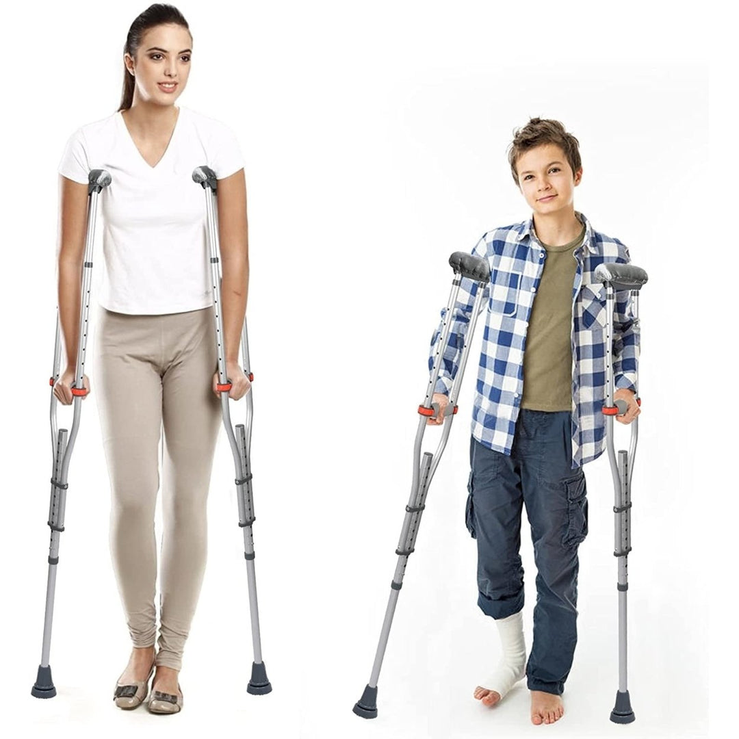 1 Pair Forearm Crutches Universal Aluminum Non-Slip Crutches with Adjustable Height and Turning Arm Cuffs Image 6