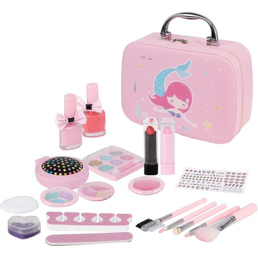 Kids Washable 21 Pcs Makeup Toy Set Girls Toys 21 Pcs Makeup Toy Set Christmas Birthday Gift Pink Image 1