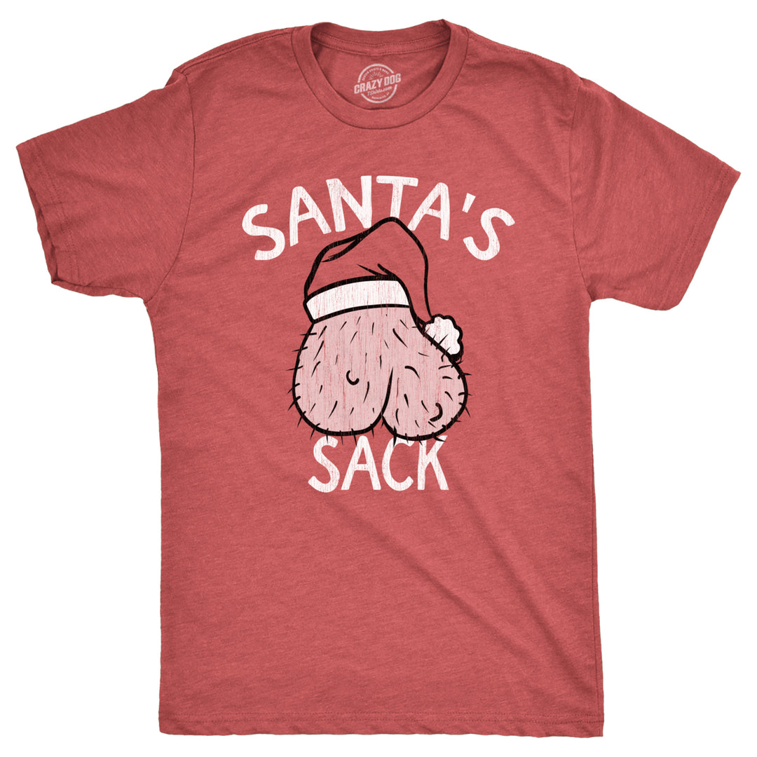 Mens Santas Sack T Shirt Funny Innapropriate Dirty Xmas St Nick Testicles Joke Tee For Guys Image 1