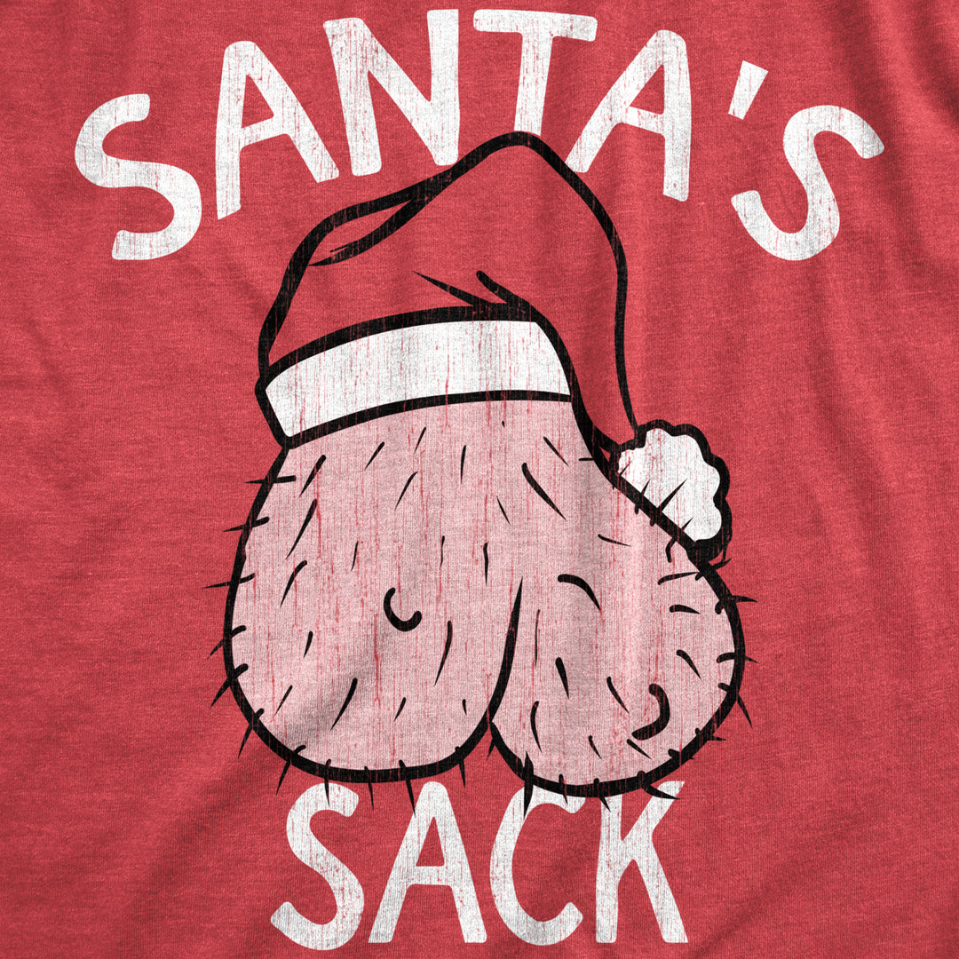 Mens Santas Sack T Shirt Funny Innapropriate Dirty Xmas St Nick Testicles Joke Tee For Guys Image 2