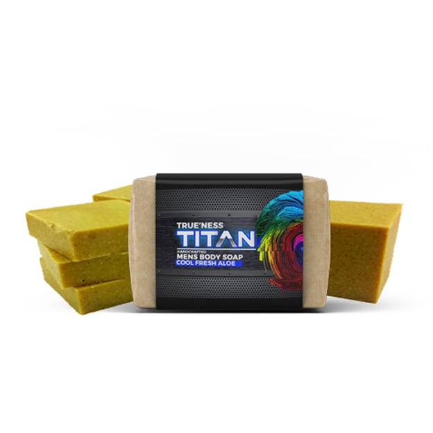 Trueness Titan Mens Aloe Bar Soap Cool Fresh Exfoliating Coconut Olive Oil Image 3