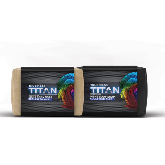 Trueness Titan Mens Aloe Bar Soap Cool Fresh Exfoliating Coconut Olive Oil Image 4