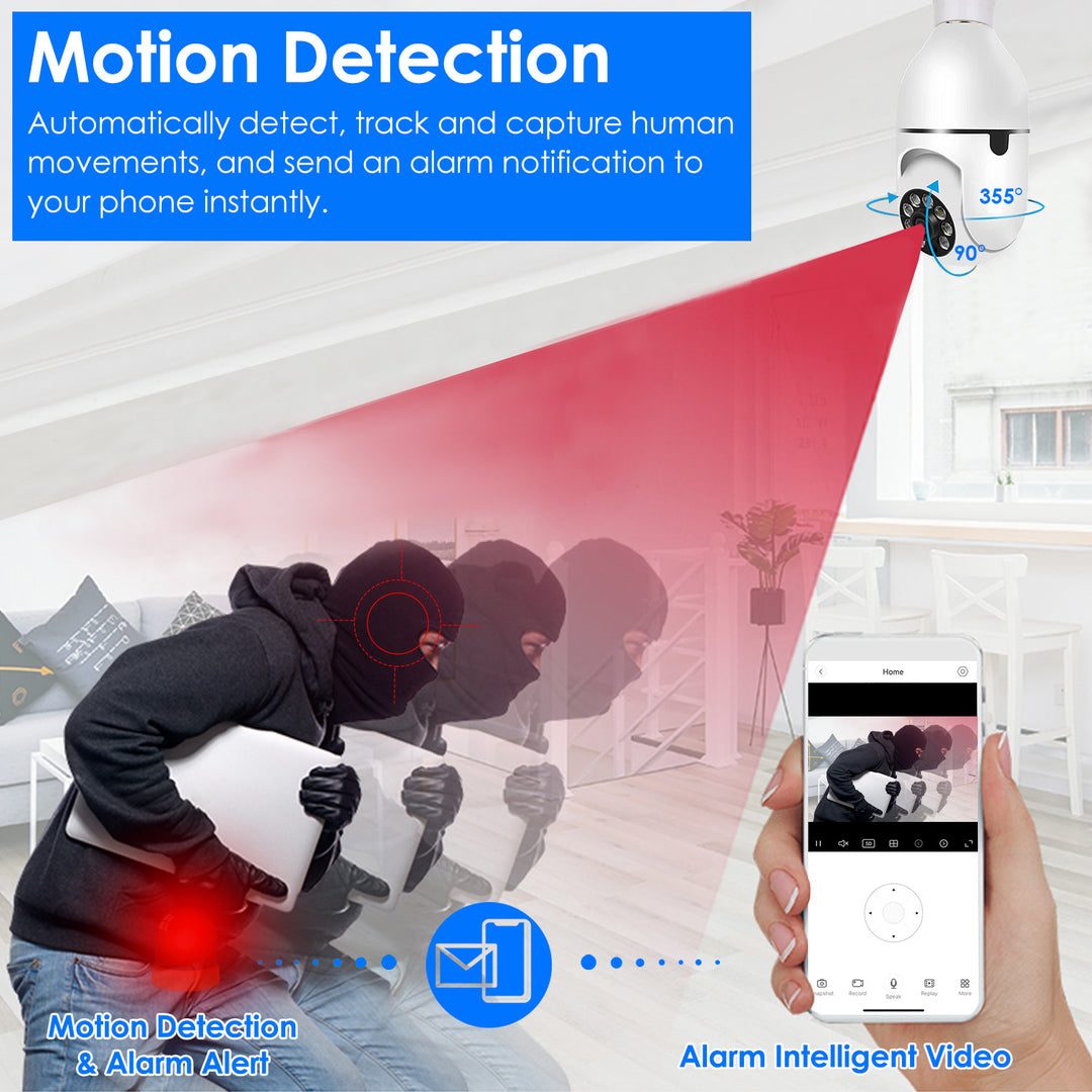 E27 WiFi Bulb Camera 1080P HD Security Night Vision Two-Way Audio Motion Detection Image 4