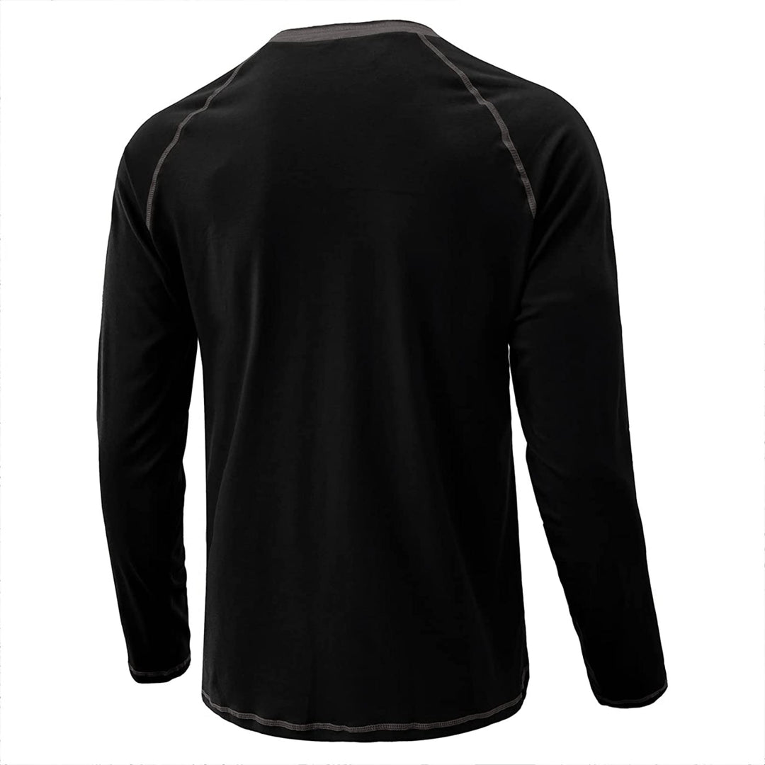 Aulemen Mens Henley Shirt Long Sleeve Casual Lightweight Button Cotton Basic T-Shirt Raglan Sleeve Image 4