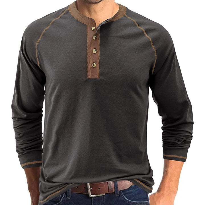 Aulemen Mens Henley Shirt Long Sleeve Casual Lightweight Button Cotton Basic T-Shirt Raglan Sleeve Image 8