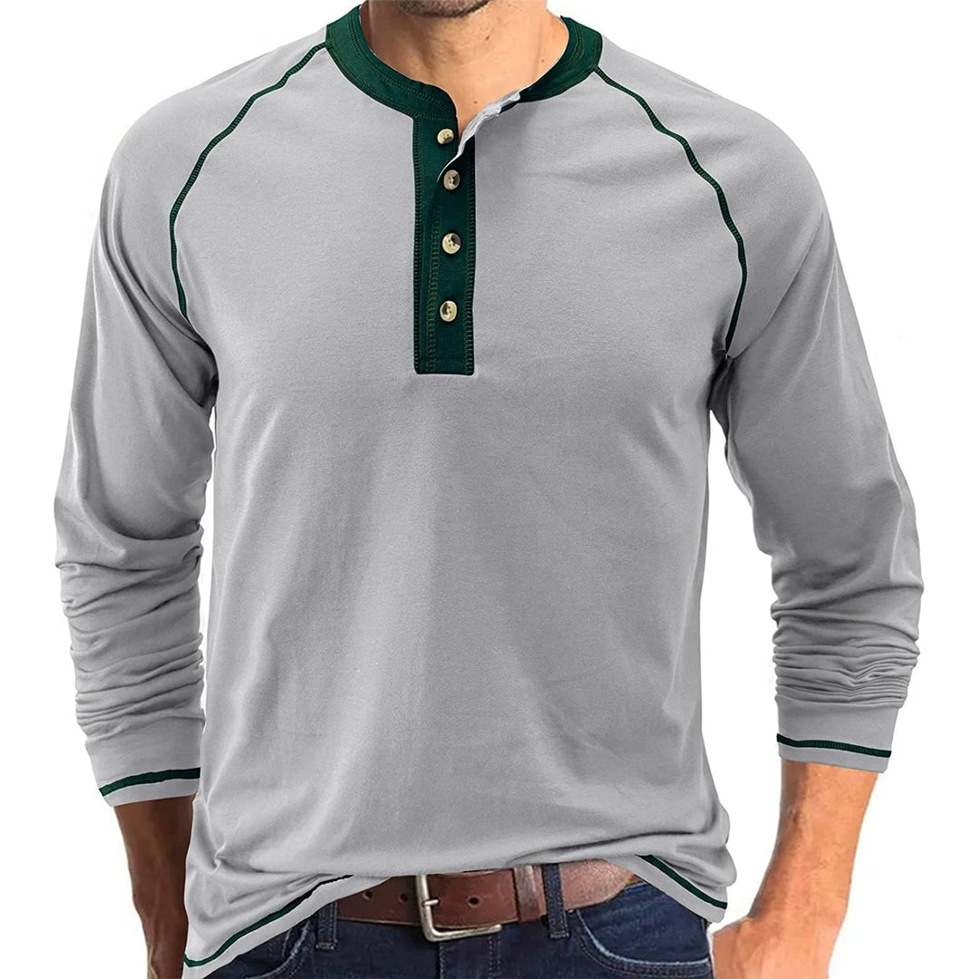 Aulemen Mens Henley Shirt Long Sleeve Casual Lightweight Button Cotton Basic T-Shirt Raglan Sleeve Image 9