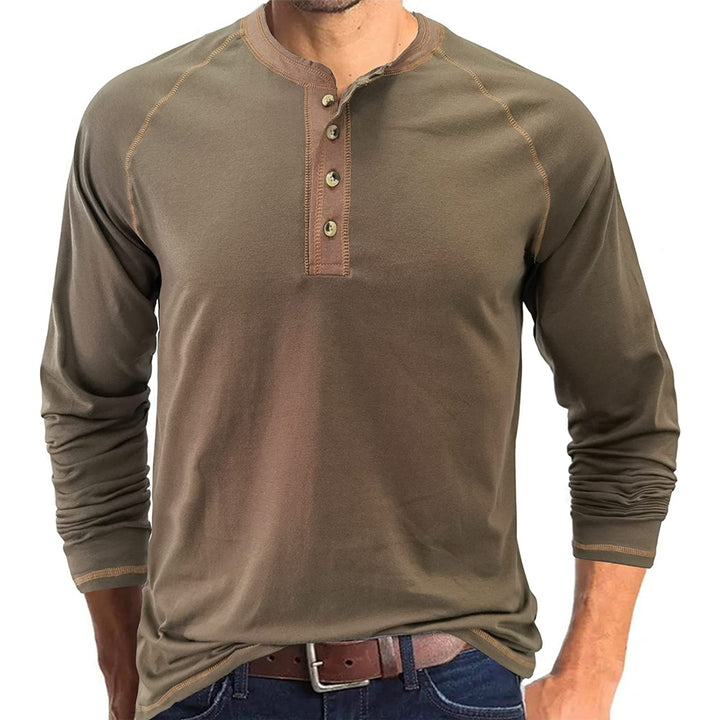 Aulemen Mens Henley Shirt Long Sleeve Casual Lightweight Button Cotton Basic T-Shirt Raglan Sleeve Image 10