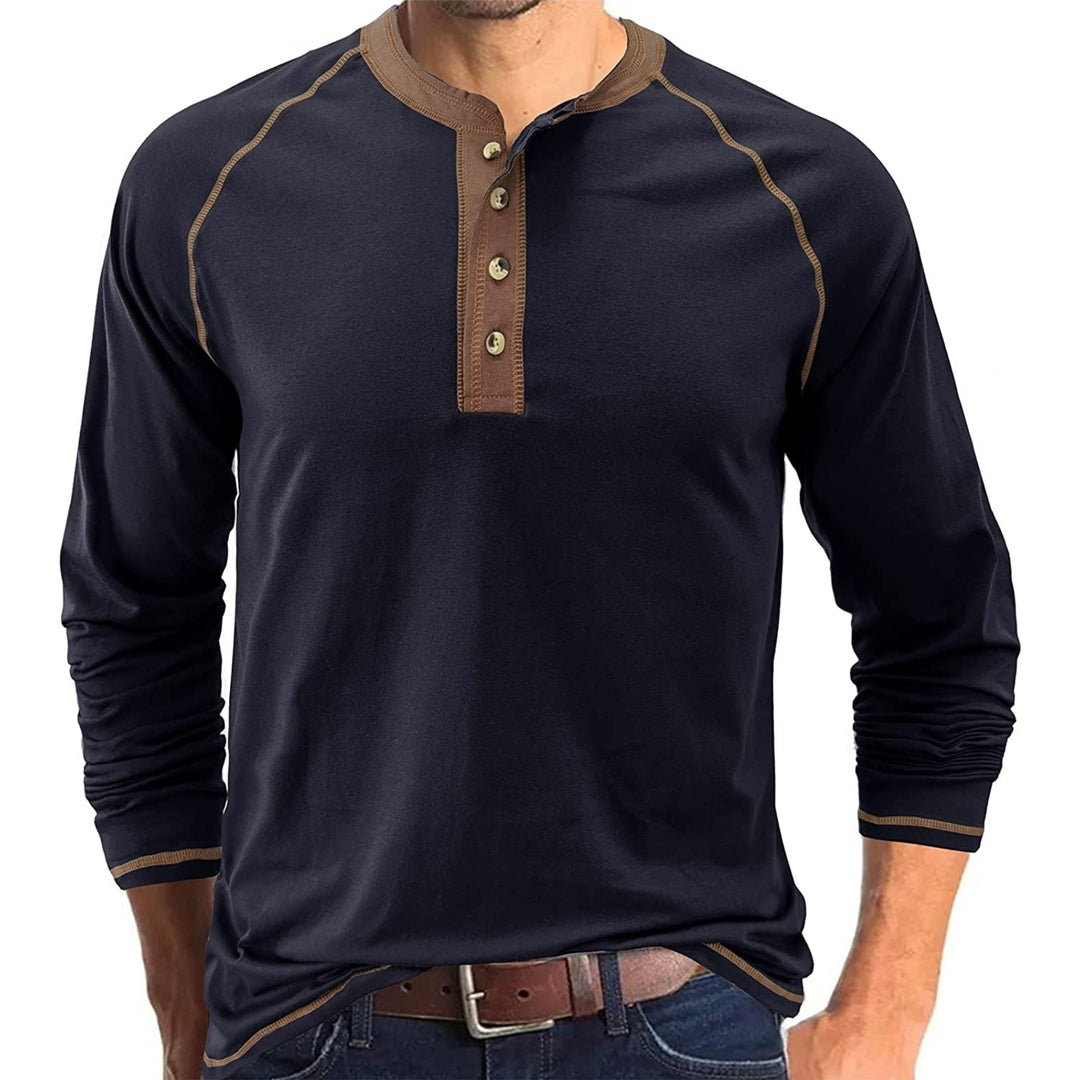 Aulemen Mens Henley Shirt Long Sleeve Casual Lightweight Button Cotton Basic T-Shirt Raglan Sleeve Image 11
