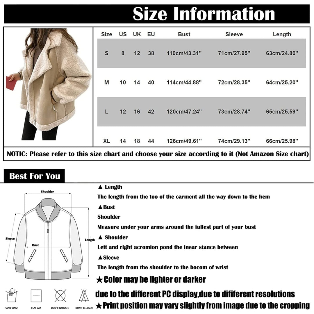 Womens Fleece Coat Casual Comfortable Short Lambswool Biker Jacket Faux faux Coat Image 4