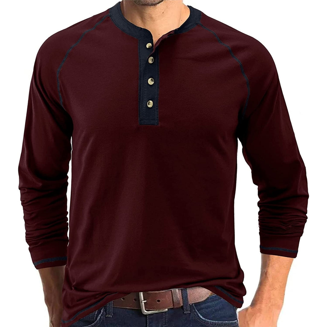 Aulemen Mens Henley Shirt Long Sleeve Casual Lightweight Button Cotton Basic T-Shirt Raglan Sleeve Image 12