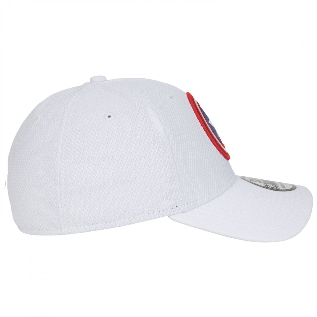 Captain America Logo White Colorway Era 39Thirty Fitted Hat Image 4