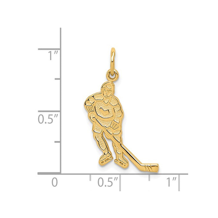 10K Yellow Gold Hockey Player Charm Pendant Necklace with Chain Image 3