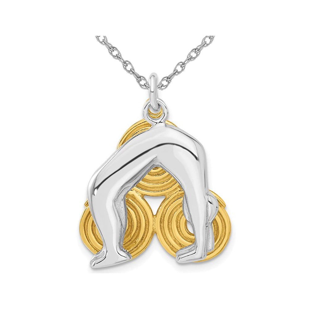 Sterling Silver with Yellow Plating Yoga Pose Charm Pendant Necklace with Chain Image 1