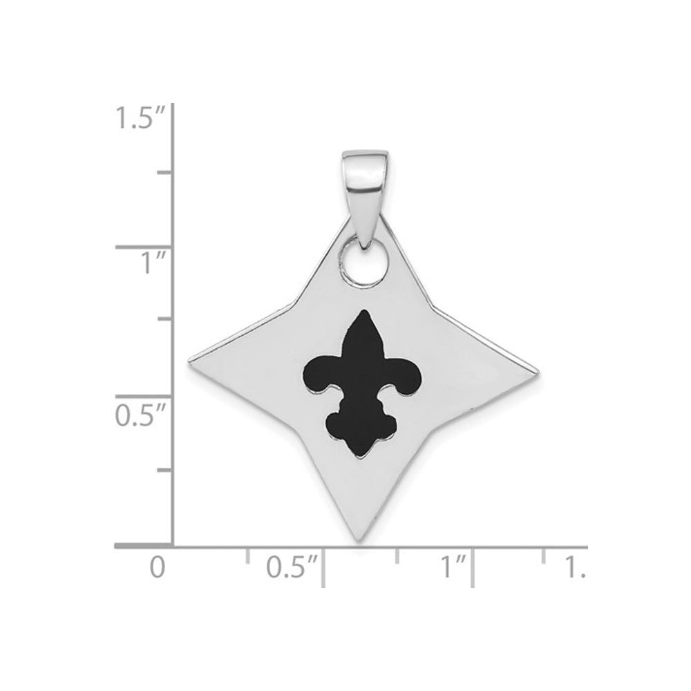 Sterling Silver Fleur De Lis Pendant Necklace with Chain Image 3