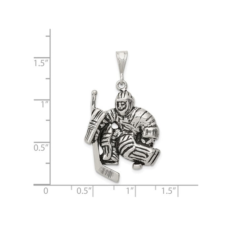 Sterling Silver Hockey Goalie Charm Pendant Necklace with Chain Image 2