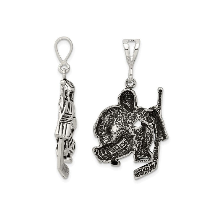 Sterling Silver Hockey Goalie Charm Pendant Necklace with Chain Image 3