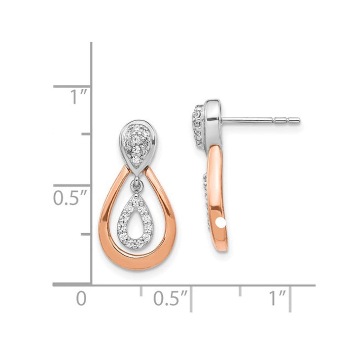 1/5 Carat (ctw) Diamond Drop Dangle Earrings in 14K White and Rose Gold Image 4