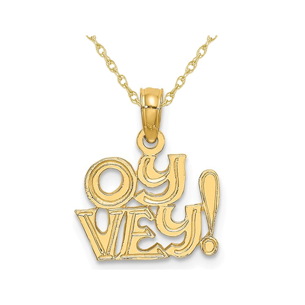 10K Yellow Gold OY VEY Pendant Necklace Charm with Chain Image 1