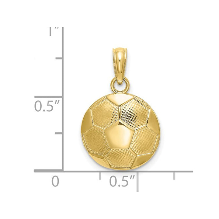 10K Yellow Gold Classic Soccer ball (Football) Charm Pendant Necklace with Chain Image 3