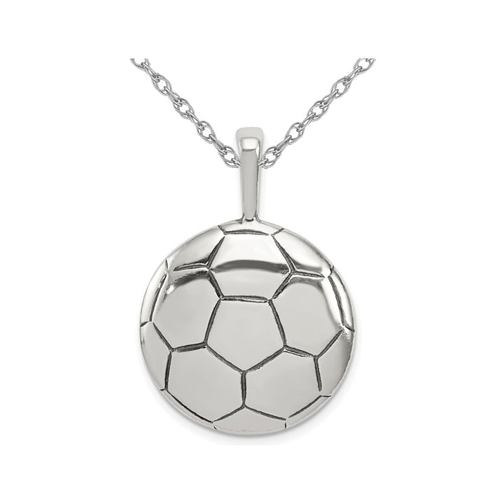 Sterling Silver Classic Soccer ball (Football) Charm Pendant Necklace with Chain Image 1