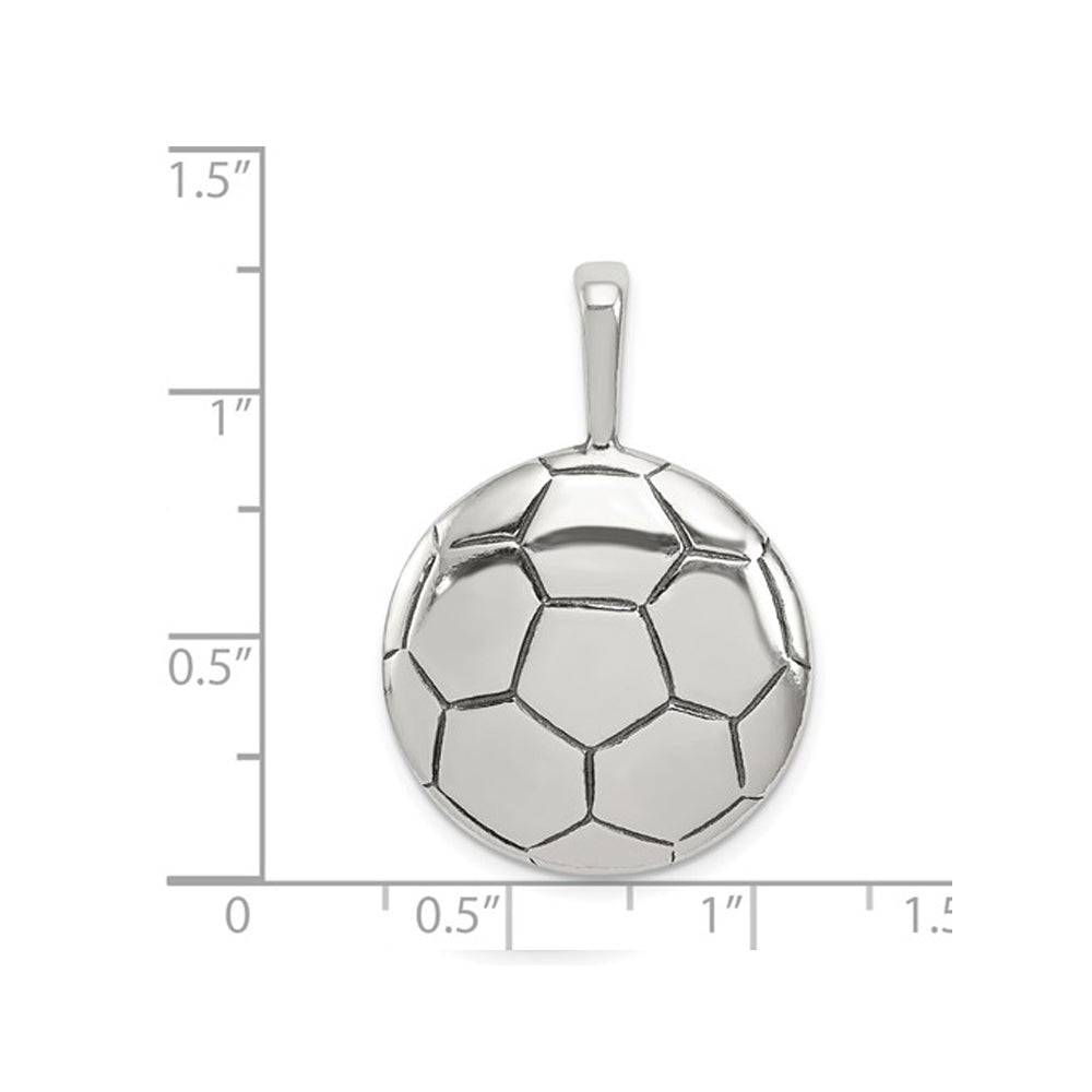 Sterling Silver Classic Soccer ball (Football) Charm Pendant Necklace with Chain Image 3