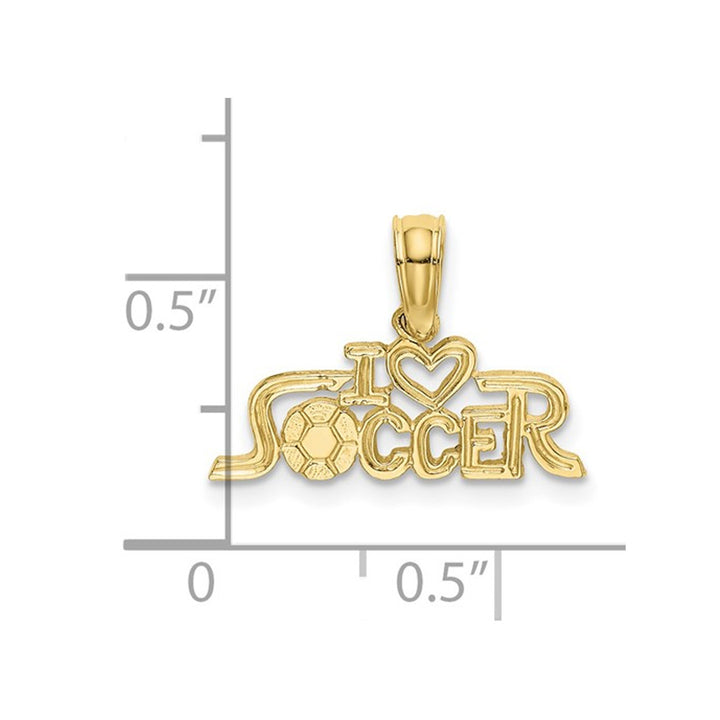 10K Yellow Gold I HEART SOCCER Charm Pendant Necklace with Chain Image 3