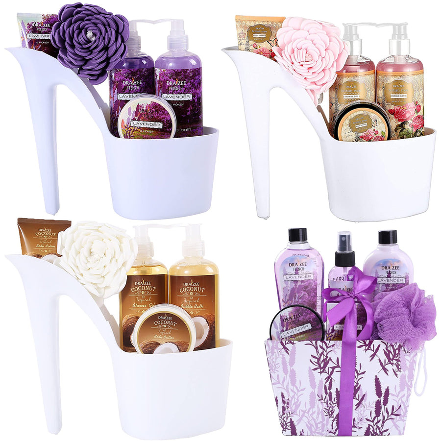 (Lot of 4) Draizee Heel Shoe Spa Gift Set  RoseLavenderCoconut Scented and Refreshing LAVENDER Fragrance Bath Essentials Image 1