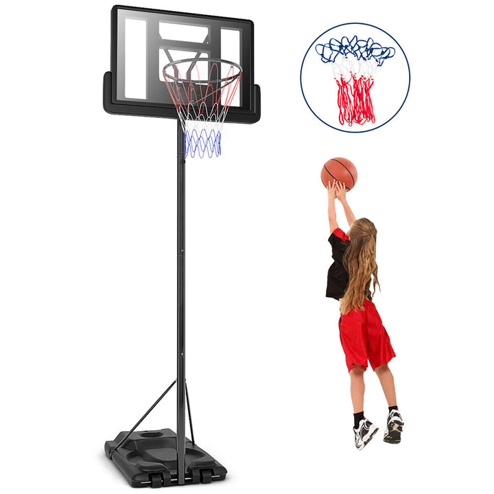 Height Adjustable Portable Basketball Hoop System Shatterproof Backboard Wheels Image 1