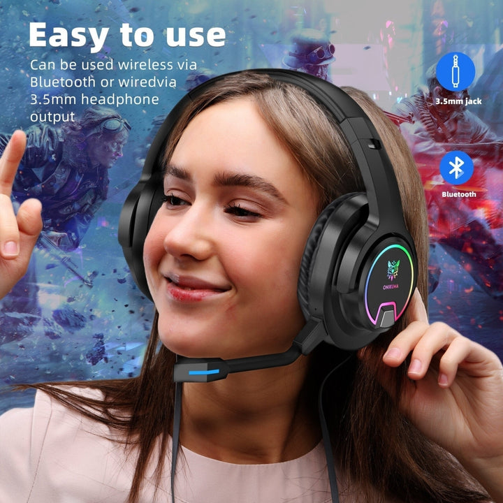 Bluetooth 7.1 Channel RGB Gaming Headset 50mm Driver HiFi Wireless Gaming Headphones Image 4
