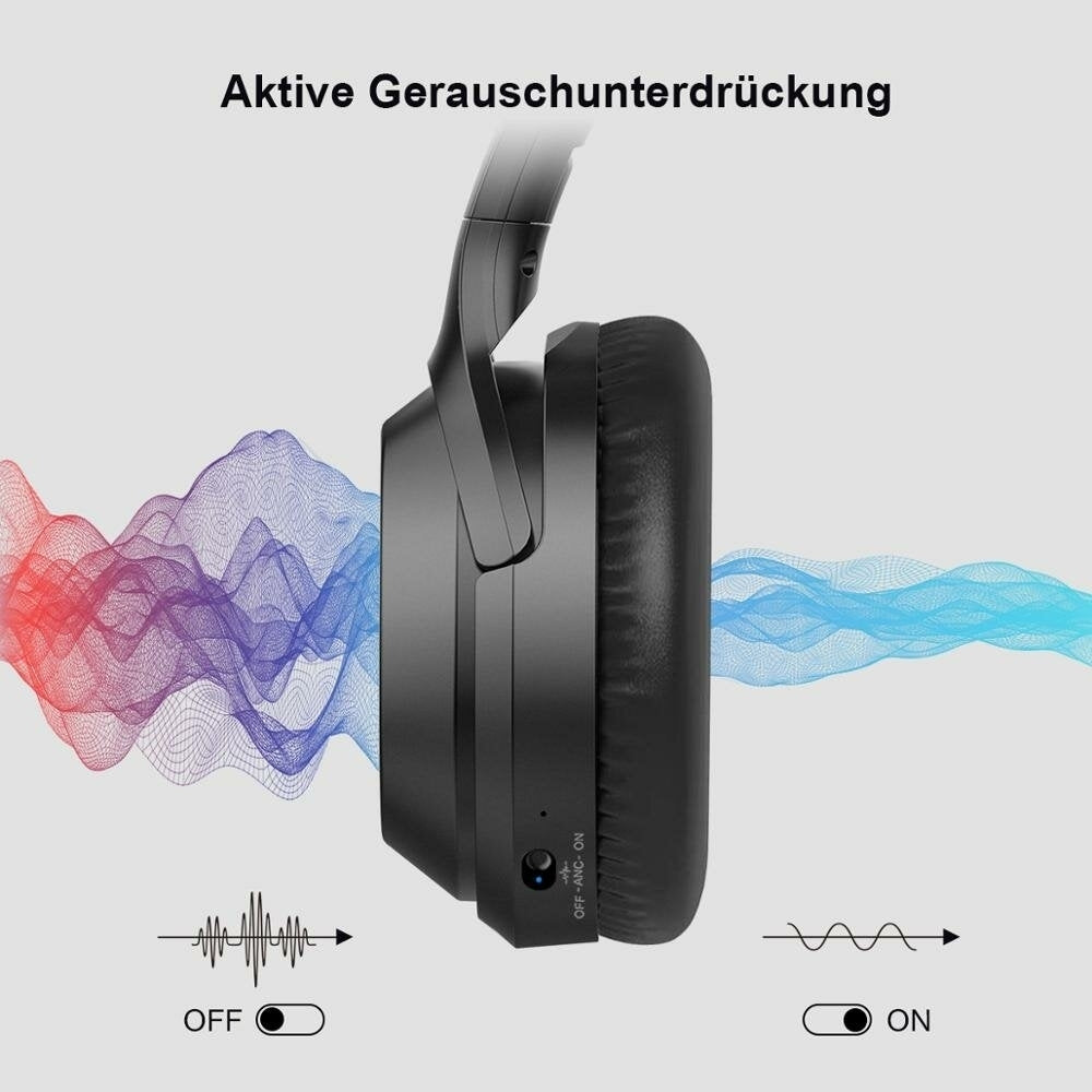 Bluetooth Headphone Active Noise Cancelling Headphones Wireless Headphones HIFI Stereo Foldable Headset With Mic Image 3