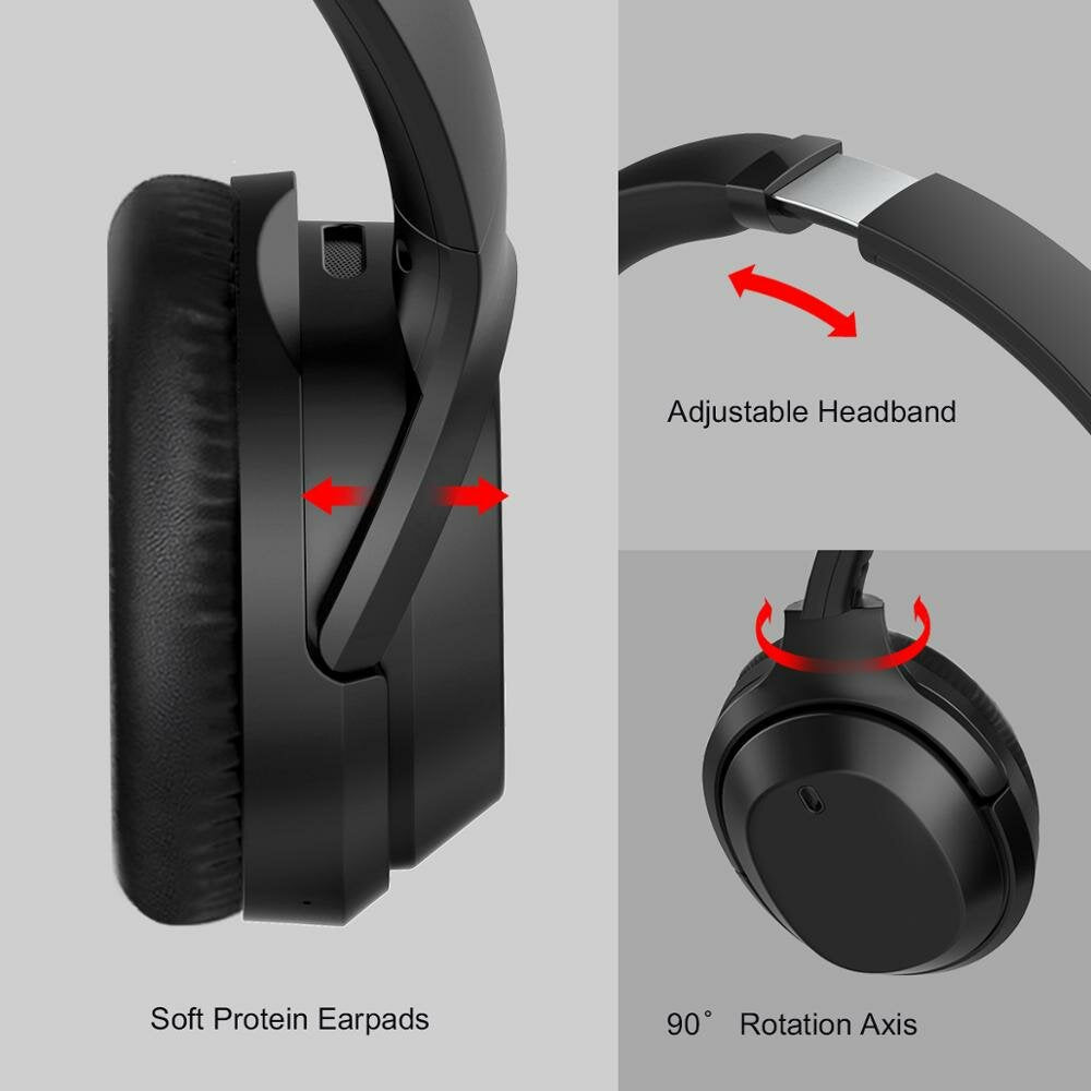 Bluetooth Headphone Active Noise Cancelling Headphones Wireless Headphones HIFI Stereo Foldable Headset With Mic Image 4