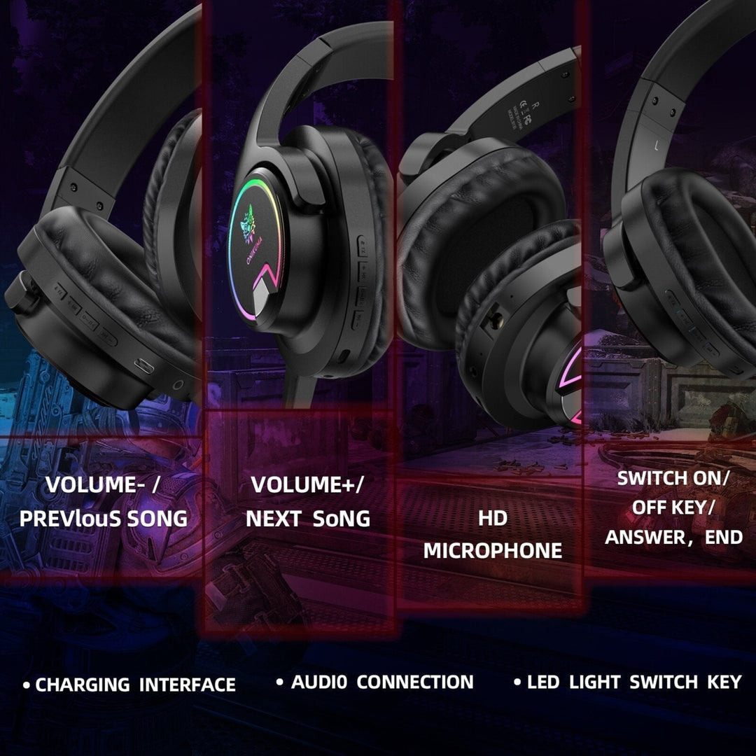 Bluetooth 7.1 Channel RGB Gaming Headset 50mm Driver HiFi Wireless Gaming Headphones Image 6