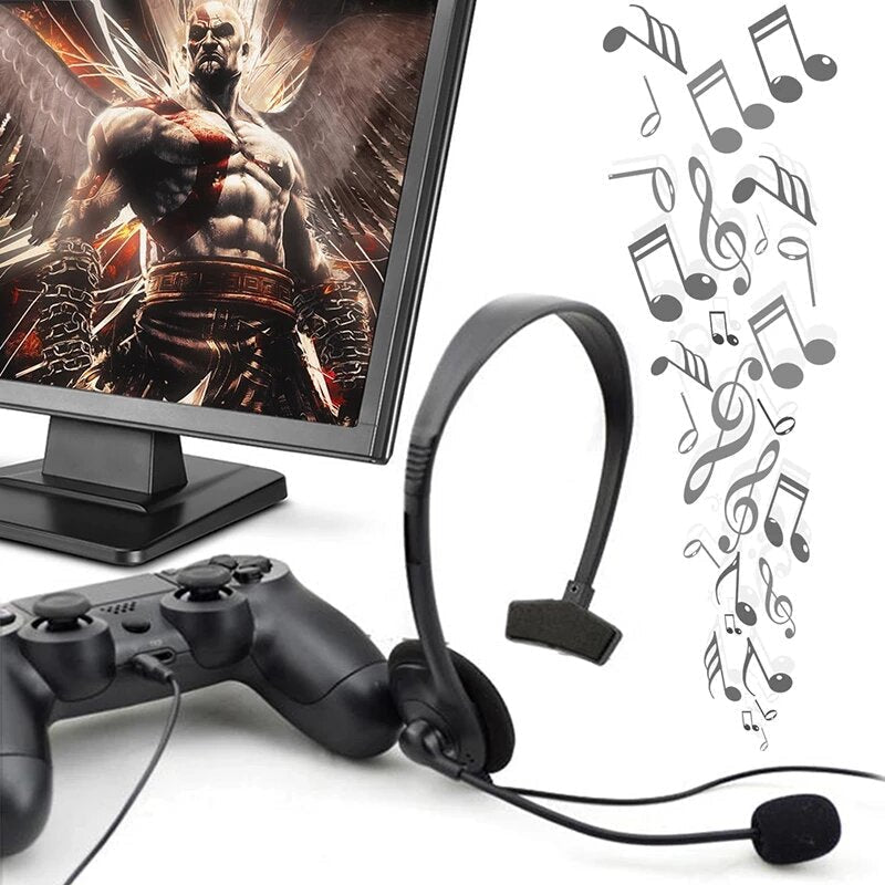 Earphone 3.5mm One Ear Gamer Headset Wired Earphone Headphones Gaming Headset with Microphone for PS4 Game PC Image 2