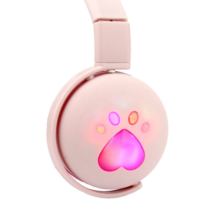 Cute LED Cat Bear Ear bluetooth 5.0 Headphones Foldable Over-Ear HIFI Stereo Wireless Headset With Mic LED Light Image 4