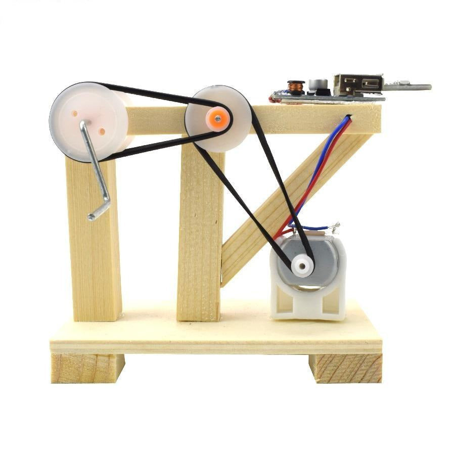Hand Generator Model Kits Toys DIY Wooden Dynamo Science Experiment Assembly Image 1