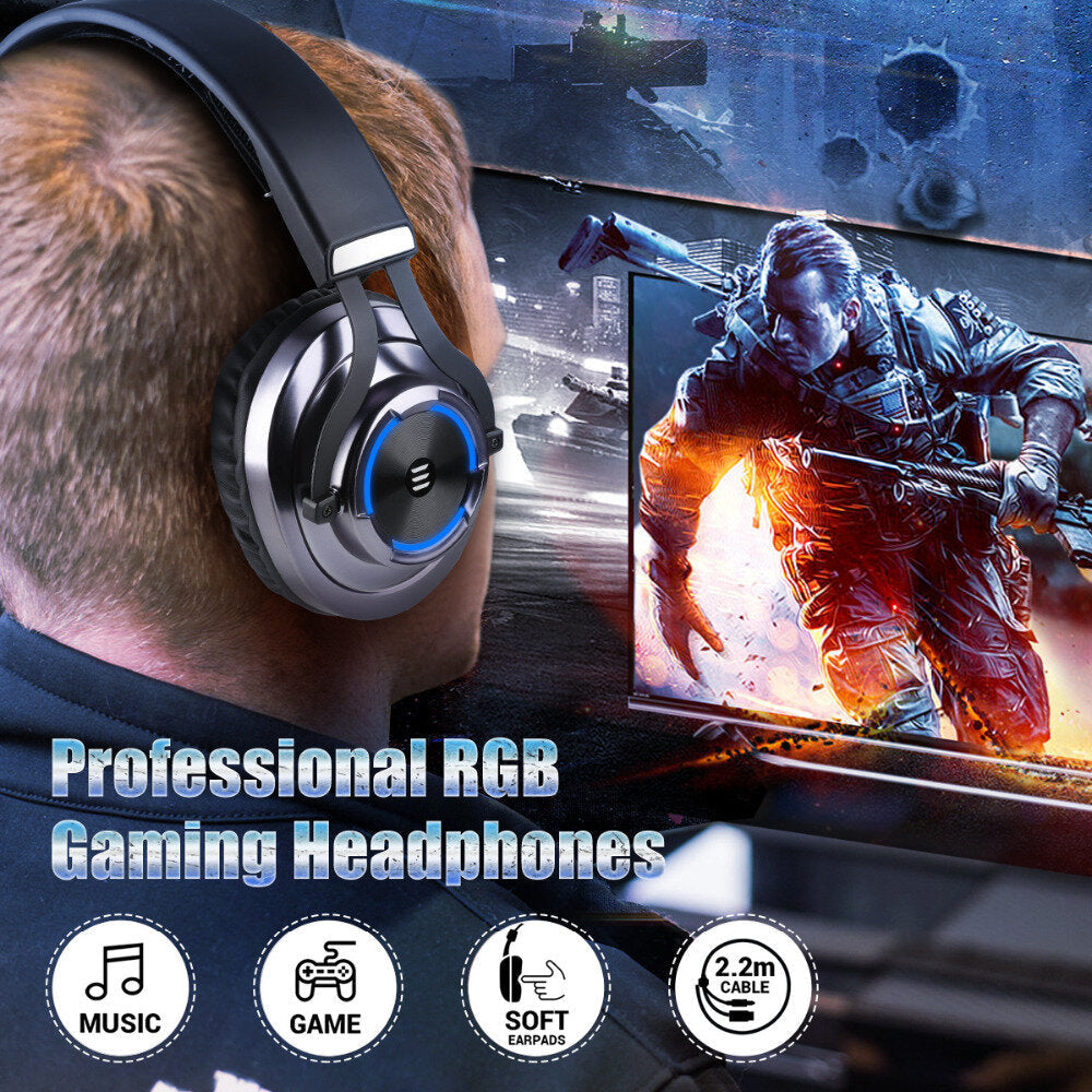Gamer Headset Over Ear Gaming Headphone 3.5mm Double Jack With Rotate Mic RGB LED Light For PS4 PC Xbox Image 3