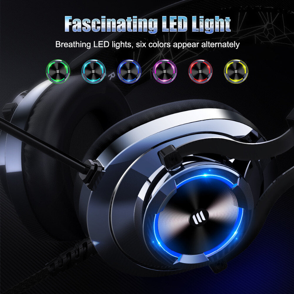 Gamer Headset Over Ear Gaming Headphone 3.5mm Double Jack With Rotate Mic RGB LED Light For PS4 PC Xbox Image 4