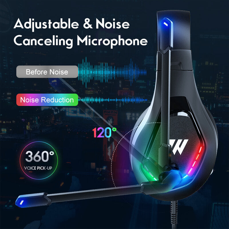 Gaming Headphone 50mm Driver 3D Stereo Surround Noise Canceling Wired Headset with Omnidirectional Microphone Image 2