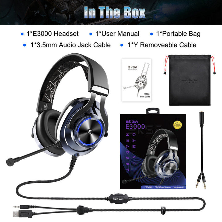 Gamer Headset Over Ear Gaming Headphone 3.5mm Double Jack With Rotate Mic RGB LED Light For PS4 PC Xbox Image 9
