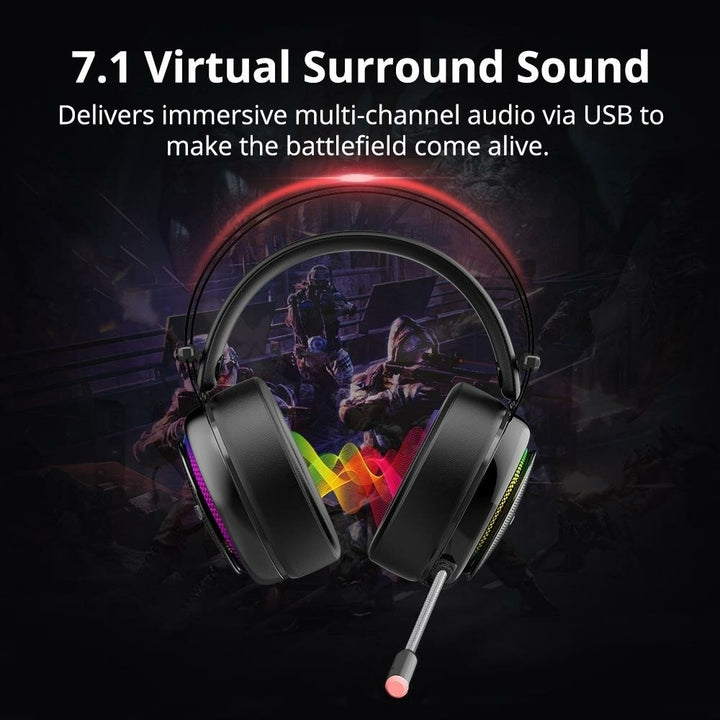 Gaming Headphone 7.1 Virtual Surround Sound Colorful LED Lighting 50mm Driver Gaming Headphone for PC Switch XBOX PS4 Image 2