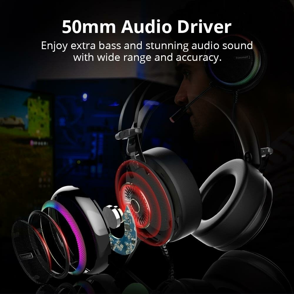 Gaming Headphone 7.1 Virtual Surround Sound Colorful LED Lighting 50mm Driver Gaming Headphone for PC Switch XBOX PS4 Image 3
