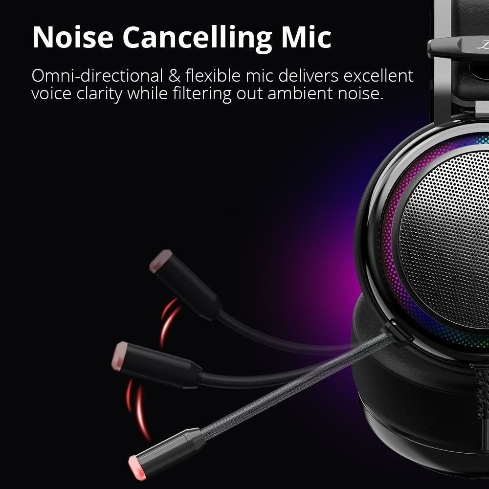 Gaming Headphone 7.1 Virtual Surround Sound Colorful LED Lighting 50mm Driver Gaming Headphone for PC Switch XBOX PS4 Image 4