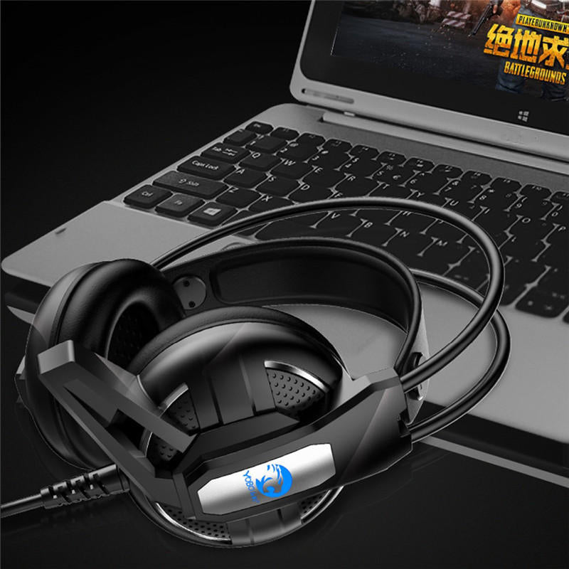 Gaming Headphone Headset Deep Bass Stereo Wired Earphone With Mic LED Light for PC Computer Image 2