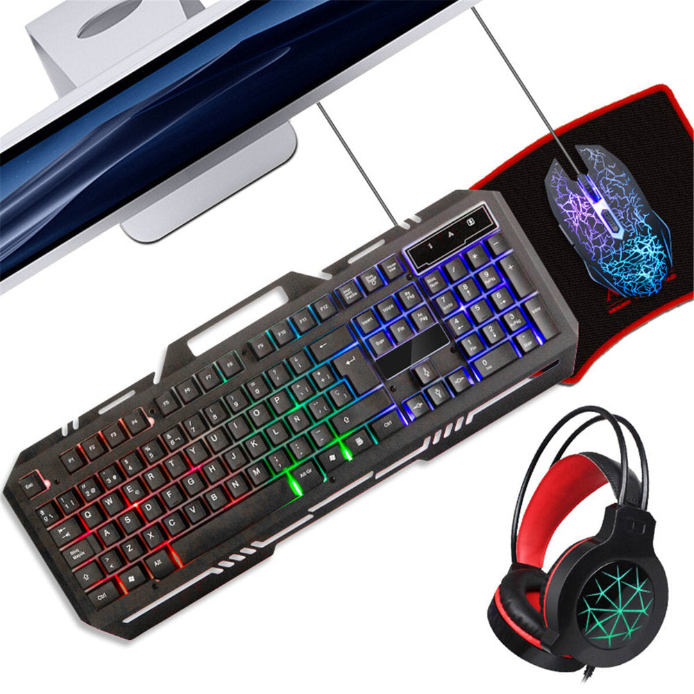 Gaming Headphone with Keyboard Mouse Pad Wired LED RGB Backlight Bundle Set Image 2